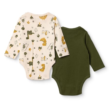 HelloBaby Erkek Bebek 2li Body Dinozor Baskılı Çıtçıtlı Yaka Long Sleeve