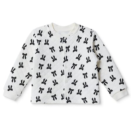 HelloBaby Kız Bebek Kapitone Hırka Fiyonk Baskılı Çıtçıtlı Bisiklet Yaka Long Sleeve