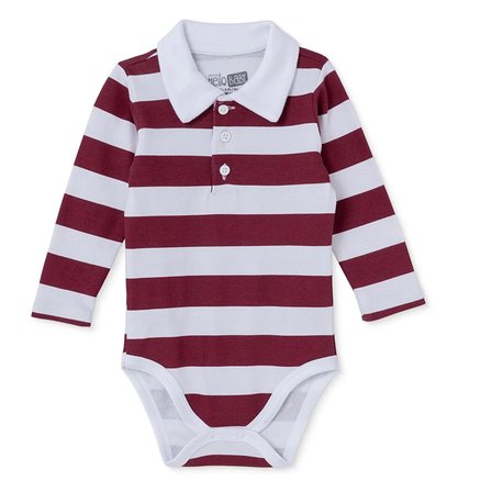 HelloBaby Erkek Bebek Body Çizgili Çıtçıtlı Polo Yaka Long Sleeve