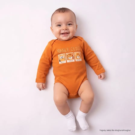 HelloBaby Erkek Bebek Body Hayvan Baskılı Çıtçıtlı Modelli Yaka Long Sleeve