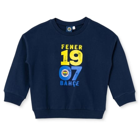 Fenerbahçe Erkek Bebek Lisans Sweatshirt Lisans Baskılı Bisiklet Yaka Uzun Kol