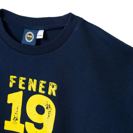 Fenerbahçe Erkek Bebek Lisans Sweatshirt Lisans Baskılı Bisiklet Yaka Uzun Kol