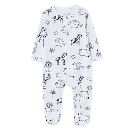 HelloBaby Erkek Bebek Tulum Hayvan Baskılı Bisiklet Yaka Fermuarlı Uzun Kol Uzun Paça