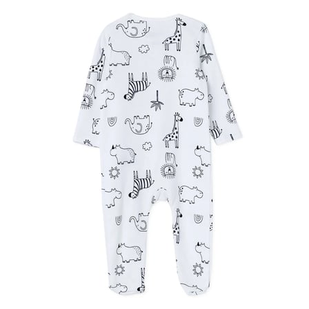 HelloBaby Erkek Bebek Tulum Hayvan Baskılı Bisiklet Yaka Fermuarlı Uzun Kol Uzun Paça