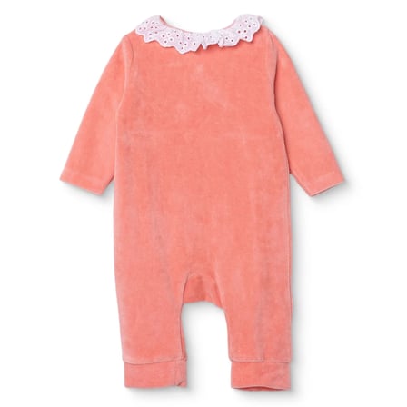 HelloBaby Kız Bebek Kadife Tulum Bisiklet Yaka Çıtçıtlı Uzun Kol Uzun Paça