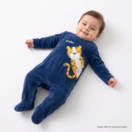 HelloBaby Yenidoğan Kadife Patikli Tulum