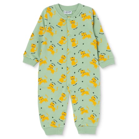 HelloBaby Erkek Bebek Tulum Hayvan Baskılı Bisiklet Yaka Çıtçıtlı Uzun Kol Uzun Paça