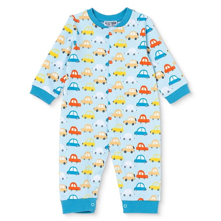 HelloBaby Erkek Bebek Tulum Araba Baskılı Bisiklet Yaka Çıtçıtlı Uzun Kol Uzun Paça