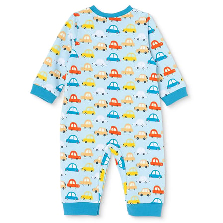 HelloBaby Erkek Bebek Tulum Araba Baskılı Bisiklet Yaka Çıtçıtlı Uzun Kol Uzun Paça
