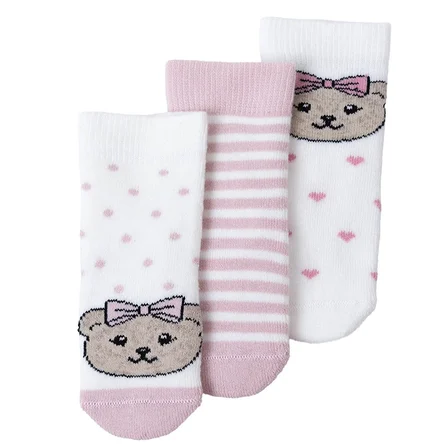 HelloBaby Kız Bebek 3lü Havlu Çorap