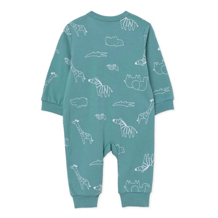 HelloBaby Erkek Bebek Tulum Safari Baskılı Bisiklet Yaka Fermuarlı Uzun Kol Uzun Paça