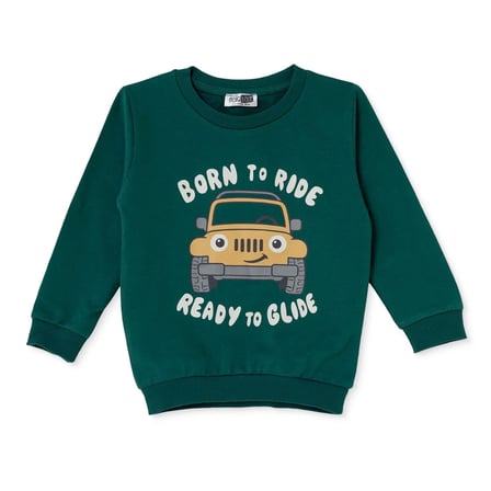 HelloBaby Erkek Bebek Sweatshirt Hayvan Baskılı Bisiklet Yaka Uzun Kol