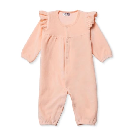 HelloBaby Kız Bebek Kadife Tulum Bisiklet Yaka Çıtçıtlı Uzun Kol Uzun Paça