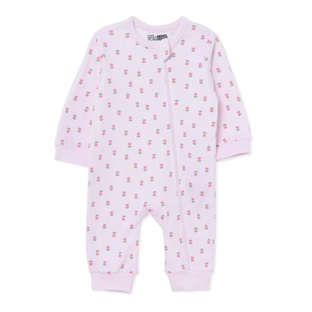 HelloBaby Kız Bebek Tulum Çiçek Baskılı Bisiklet Yaka Fermuarlı Uzun Kol Uzun Paça