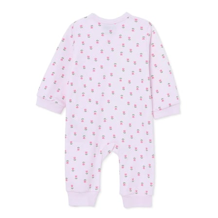 HelloBaby Kız Bebek Tulum Çiçek Baskılı Bisiklet Yaka Fermuarlı Uzun Kol Uzun Paça