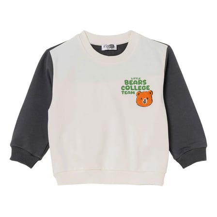 HelloBaby Erkek Bebek Sweatshirt Sports Bear Spor Baskılı Bisiklet Yaka Uzun Kol