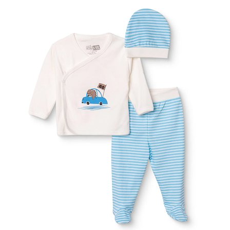 HelloBaby Erkek Bebek Yenidoğan Zıbın-Şapka-Patikli Alt V Yaka Uzun Kol Patikli Paça