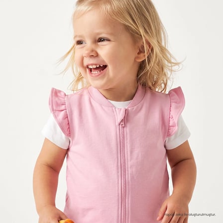HelloBaby Kız Bebek Basic Yelek Bisiklet Yaka Fermuarlı Atlet