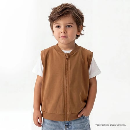 HelloBaby Erkek Bebek Basic Yelek Çıtçıtlı Yaka Fermuarlı Atlet