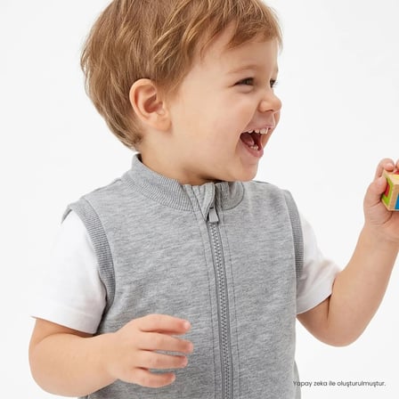 HelloBaby Erkek Bebek Yelek Dik Yaka Fermuarlı Atlet