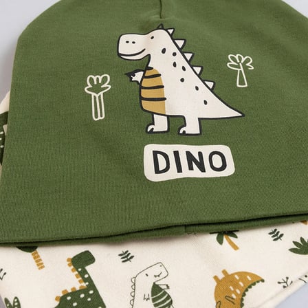 HelloBaby Erkek Bebek 2li Örme Bere Dinozor Baskılı