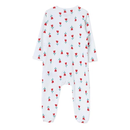 HelloBaby Kız Bebek Tulum Kalp Baskılı Bisiklet Yaka Fermuarlı Uzun Kol Uzun Paça