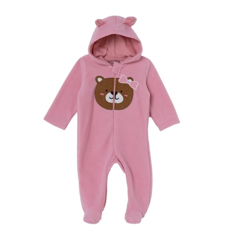 HelloBaby Kız Bebek Polar Tulum Hayvan Baskılı Kapüşonlu Fermuarlı Uzun Kol Uzun Paça