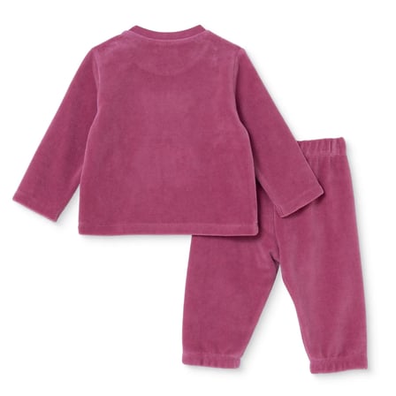 HelloBaby Kız Bebek Kadife Pijama Takımı Ayı Baskılı Bisiklet Yaka Uzun Kol Uzun Paça