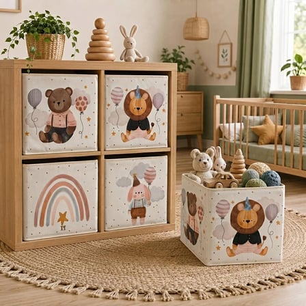 baby plus Baby Plus Sevimli Hayvanlar Düzenleme Kutusu 30x30x30 Cm Kapaksız Oyuncak Saklama Kutusu
