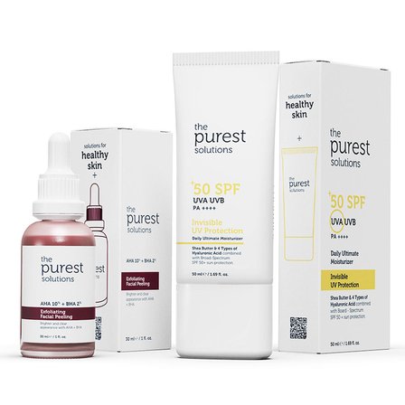 The Purest Solutions Canlandırıcı ve Ton Eşitleyici Yüz Peeling Serum + Spf 50+ Güneş Koruyucu