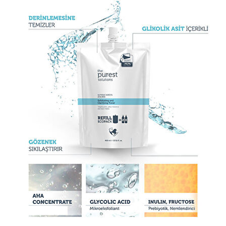 The Purest Solutions Exfoliating + Clarifying Toner 400 ml - Refill