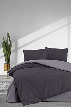 ELART Simple Fitted Tek Kişilik Nevresim Takımı 3 Parça Gri
