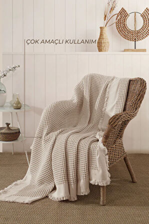 ELART Ruffle Pike Çift Kişilik (220x240 cm) Bej