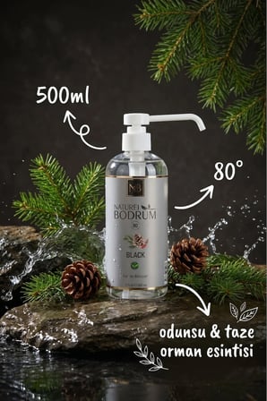 Black Kolonya 500 ml Sprey Başlıklı Amber Vanilya Ekonomik Boy %80 Alkollü