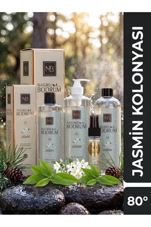 Jasmin ( Yasemin ) Kolonya Mega Aile Seti (1 Litre + 500 ml + 400 ml + 60 ml) 4'lü Paket %80 Alkollü