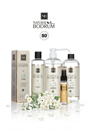 Jasmin ( Yasemin ) Kolonya Mega Aile Seti (1 Litre + 500 ml + 400 ml + 60 ml) 4'lü Paket %80 Alkollü