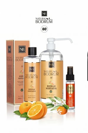 Mandarin ( Mandalina ) Kolonya Mega Aile Seti (1 Litre + 500 ml + 400 ml + 60 ml) 4'lü Paket %80 Alkollü