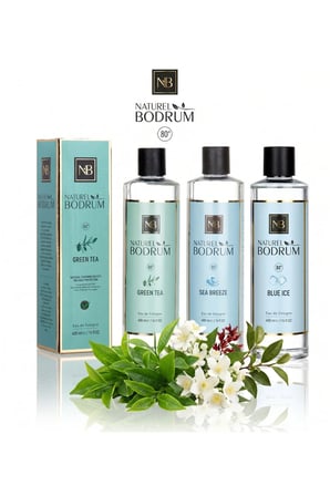 Ege Rüzgarı & Ferahlık Kolonya Seti 3x400 ml (Green Tea + Sea Breeze + Blue Ice) Dökmeli %80 Alkollü