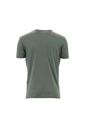 Erkek Bisiklet Yaka Regular Kalıp Baskılı T-Shirt - Yeşil | XL
