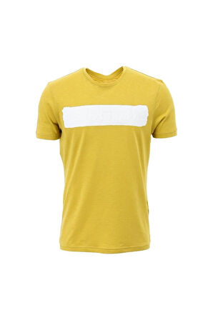 Erkek Baskılı Regular Fit Bisiklet Yaka T-shirt - Sarı  | M