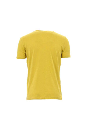 Erkek Baskılı Regular Fit Bisiklet Yaka T-shirt - Sarı  | M