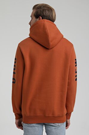 New World Polo Kapüşonlu Kiremit Slim Fit Sweatshirt 22FWM64035