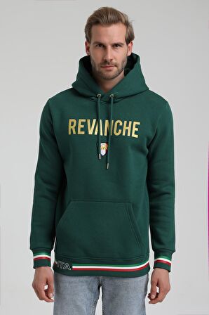 Kapüşonlu Koyu Yeşil Slim Fit Sweatshirt 22FWM64036