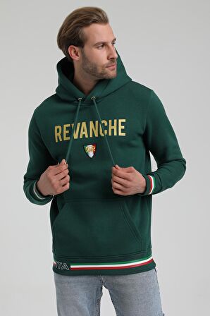 Kapüşonlu Koyu Yeşil Slim Fit Sweatshirt 22FWM64036