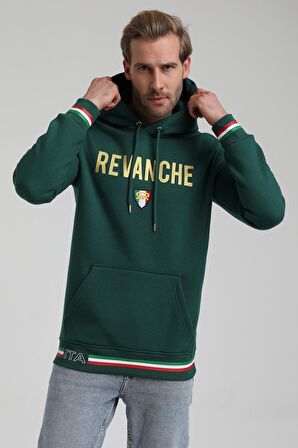 Kapüşonlu Koyu Yeşil Slim Fit Sweatshirt 22FWM64036