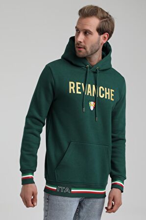 Kapüşonlu Koyu Yeşil Slim Fit Sweatshirt 22FWM64036