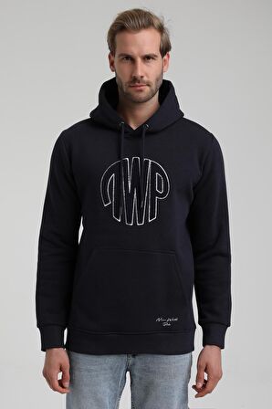 Kapüşonlu Lacivert Slim Fit Sweatshirt 22FWM64037