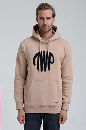 New World Polo Kapüşonlu Bej Slim Fit Sweatshirt 22FWM64037