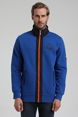 New World Polo Dik Yaka Saks Slim Fit Fermuarlı Sweatshirt 22FWM64038