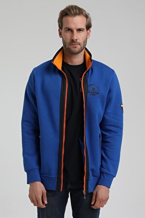 New World Polo Dik Yaka Saks Slim Fit Fermuarlı Sweatshirt 22FWM64038